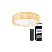 Ksix Bohemia SmartLED taklampe med rottingdesign, høyttaler og RGBIC - 46cm, 4000lm, 35W