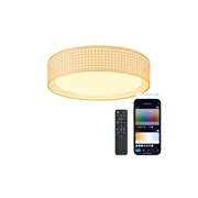 Ksix Bohemia SmartLED taklampe med rottingdesign, høyttaler og RGBIC - 46cm, 4000lm, 35W