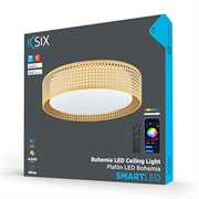 Ksix Bohemia SmartLED taklampe med rottingdesign, høyttaler og RGBIC - 46cm, 4000lm, 35W