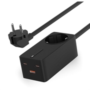 Ksix GAN 65W ultrahurtiglader med flere porter - 2x USB-C, USB-A - svart