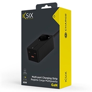 Ksix GAN 65W ultrahurtiglader med flere porter - 2x USB-C, USB-A - svart