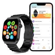 Ksix Olympo AMOLED smartklokke - rustfritt stål og silikonrem (Åpen Emballasje - Utmerket) - svart