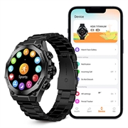 Ksix AMOLED-smartklokke i titan - rustfritt stål og silikonrem - svart