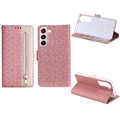 Lace Pattern Samsung Galaxy S22 5G Lommebok-deksel - Rosa