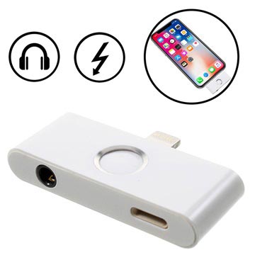 iPhone X Lightning & 3.5mm Audio-adapter med Hjem-knappen - Sølv