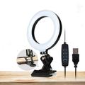 Live Broadcast Videoopptak 6" LED Selfie Ring Light med 3 fargemoduser + klemmemontering