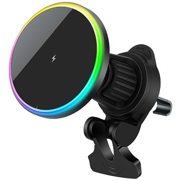 Magnetisk trådløs lader / luftventilholder m. RGB OJD-121