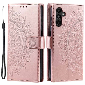 Samsung Galaxy A34 5G Mandala Series Lommebok-deksel - Roségull