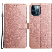 iPhone 16 Pro Max Mandala Series Lommebok-deksel - Roségull