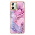 Motorola Moto G54 Marble Pattern Electroplated IMD TPU-deksel - Blå / Rosa