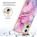 Motorola Moto G54 Marble Pattern Electroplated IMD TPU-deksel - Blå / Rosa