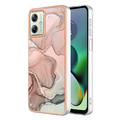 Motorola Moto G54 Marble Pattern Electroplated IMD TPU-deksel - Rosa