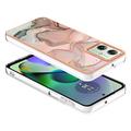 Motorola Moto G54 Marble Pattern Electroplated IMD TPU-deksel - Rosa