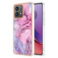 Motorola Moto G84 Marble Pattern Electroplated IMD TPU-deksel - Blå / Rosa