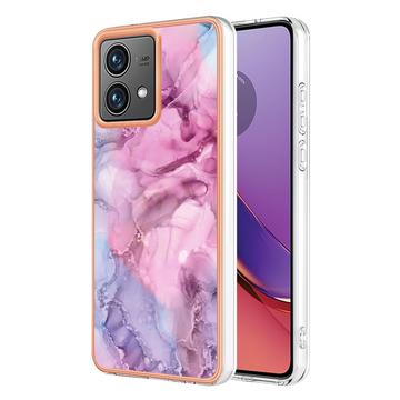 Motorola Moto G84 Marble Pattern Electroplated IMD TPU-deksel - Blå / Rosa