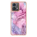 Motorola Moto G84 Marble Pattern Electroplated IMD TPU-deksel - Blå / Rosa