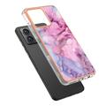 Motorola Moto G84 Marble Pattern Electroplated IMD TPU-deksel - Blå / Rosa