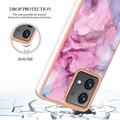 Motorola Moto G84 Marble Pattern Electroplated IMD TPU-deksel - Blå / Rosa