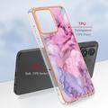 Motorola Moto G84 Marble Pattern Electroplated IMD TPU-deksel - Blå / Rosa