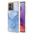 Motorola Moto G84 Marble Pattern Electroplated IMD TPU-deksel - Blå