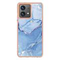 Motorola Moto G84 Marble Pattern Electroplated IMD TPU-deksel - Blå