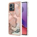 Motorola Moto G84 Marble Pattern Electroplated IMD TPU-deksel - Rosa