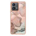 Motorola Moto G84 Marble Pattern Electroplated IMD TPU-deksel - Rosa