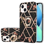 iPhone 15 Marble Pattern IMD TPU-deksel med Ringholder