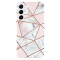 Marble Pattern Samsung Galaxy S22 5G TPU-deksel - Hvit / Rosa