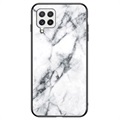 Marble Series Samsung Galaxy A22 4G Herdet Glass Deksel - Hvit