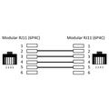 Modulær telefonkabel RJ11/RJ11 - 6m - Svart