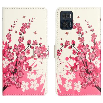 Motorola Moto E14 Style Series Lommebok-deksel - Rosa Blomster