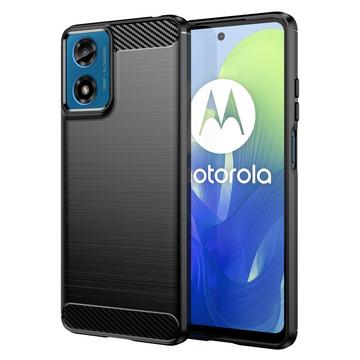 Motorola Moto G04/G24 Børstet TPU Deksel - Karbonfiber - Svart