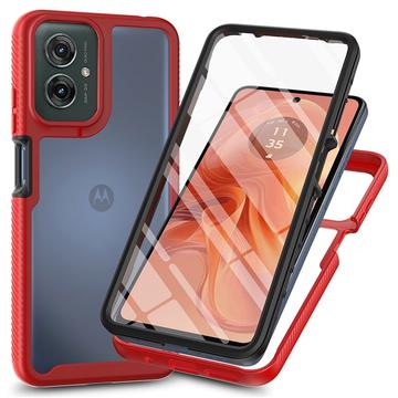 Motorola Moto G55 360 Beskyttelse Deksel - Rød / Klar