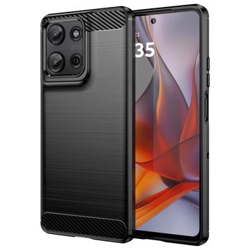 Motorola Moto G75 Børstet TPU Deksel - Karbonfiber - Svart