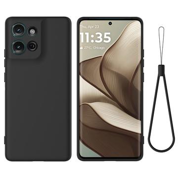 Motorola Moto G75 Flytende silikon-deksel med håndstropp