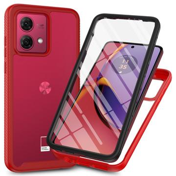 Motorola Moto G84 360 Beskyttelse Deksel - Rød / Klar