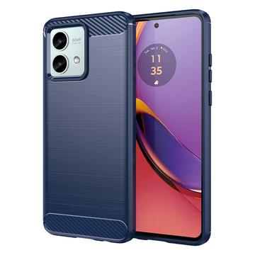 Motorola Moto G84 Børstet TPU Deksel - Karbonfiber - Blå