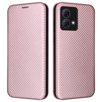 Motorola Moto G84 Flip-deksel - Karbonfiber - Roségull