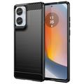 Motorola Moto G85/S50 Neo Børstet TPU Deksel - Karbonfiber - Svart