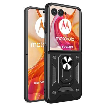 Motorola Razr 50 Ultra Hybrid-deksel med Ringholder - Svart