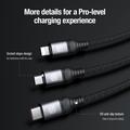 NILLKIN Swift Pro 3-i-1-kabel med nylonflettet USB til Type-C / iP / Micro ladekabel - svart