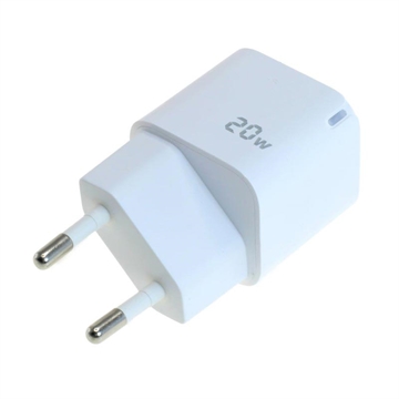 OTB USB-C GaN-lader 20W - kompakt PD-hurtiglader med strømtilførsel - hvit