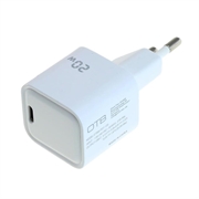 OTB USB-C GaN-lader 20W - kompakt PD-hurtiglader med strømtilførsel - hvit