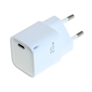 OTB USB-C GaN-lader 20W - kompakt PD-hurtiglader med strømtilførsel - hvit