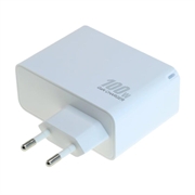 OTB USB GaN-lader 100W - 2 x USB-C og 1 x USB-A, hurtiglading med strømtilførsel - hvit