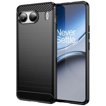 OnePlus Nord 4 Børstet TPU Deksel - Karbonfiber - Svart