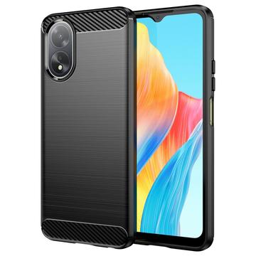 Oppo A18/A38 Børstet TPU Deksel - Karbonfiber - Svart