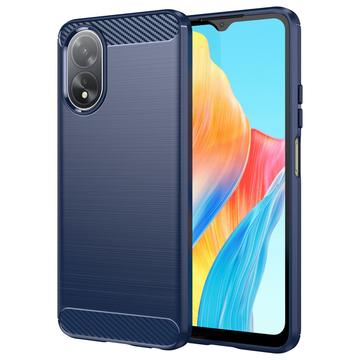 Oppo A18/A38 Børstet TPU Deksel - Karbonfiber - Blå