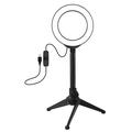 PULUZ 4.7" 12cm ringlys + stasjonær stativ selfie stick-feste USB hvitt lys LED-ring vlogging fotografering videolys sett